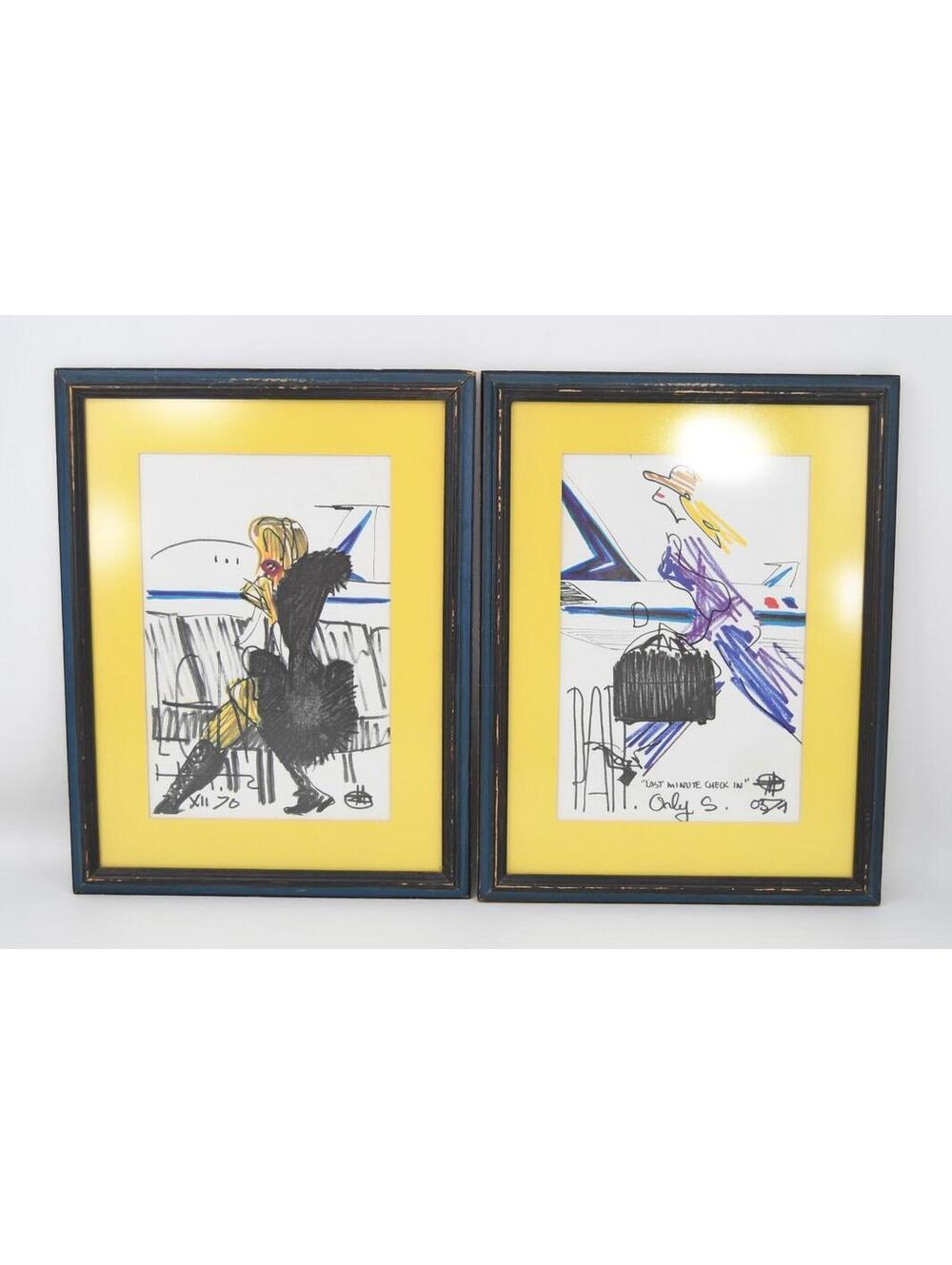VTG Framed Air France Menus Ciao Paris Last Minute Check In Florent Margaritis